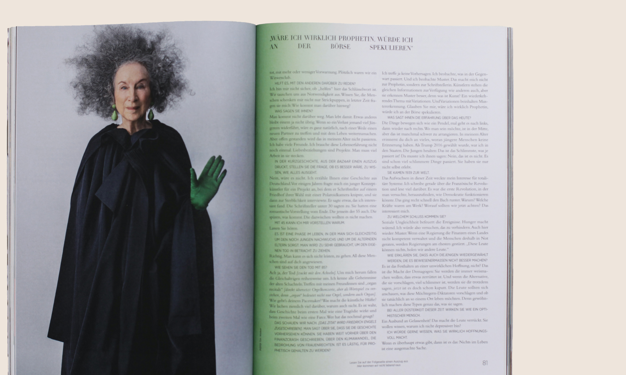 Magazine page from the interview with Margaret Atwood